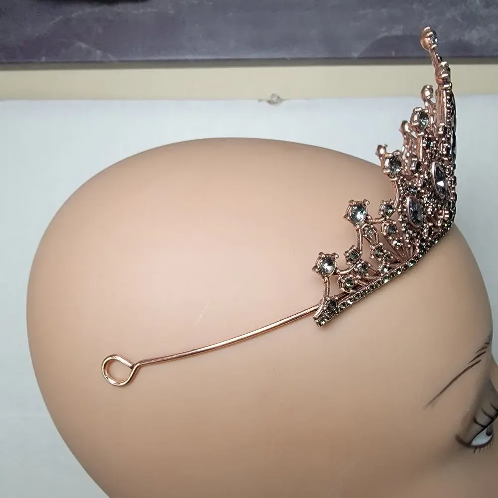 Rose Gold Color Tiara w/ Dark Jewels